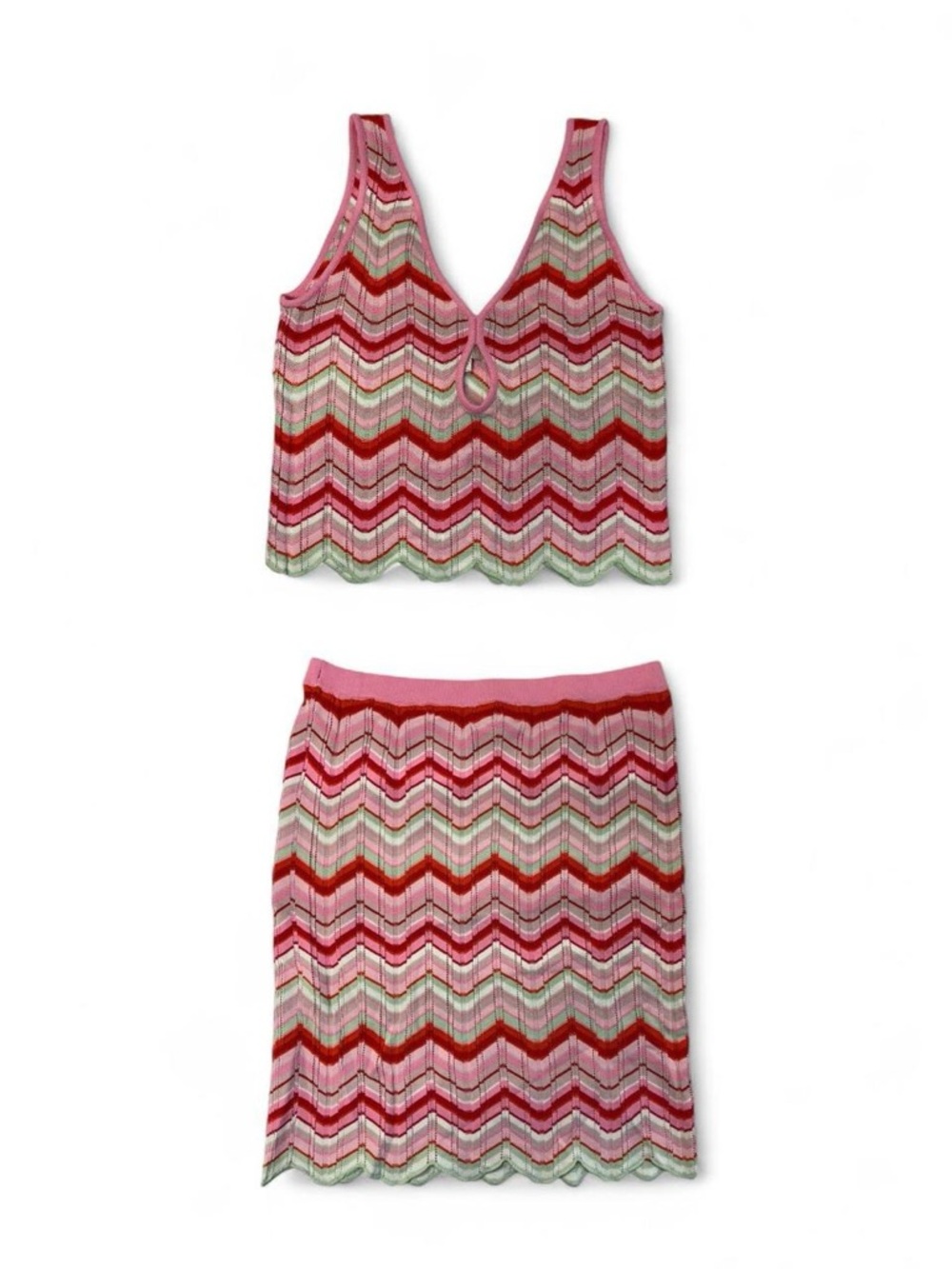 Torn by Ronny Kobo Zigzag Chevron Knit Set - Top (M) & Skirt (8)